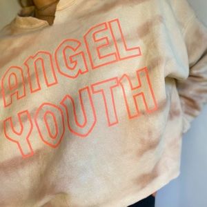 Custom dyed angel youth cropped sweatshirt.